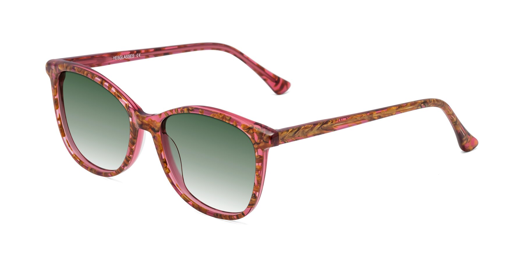 Angle of Creek in Red Floral with Green Gradient Lenses