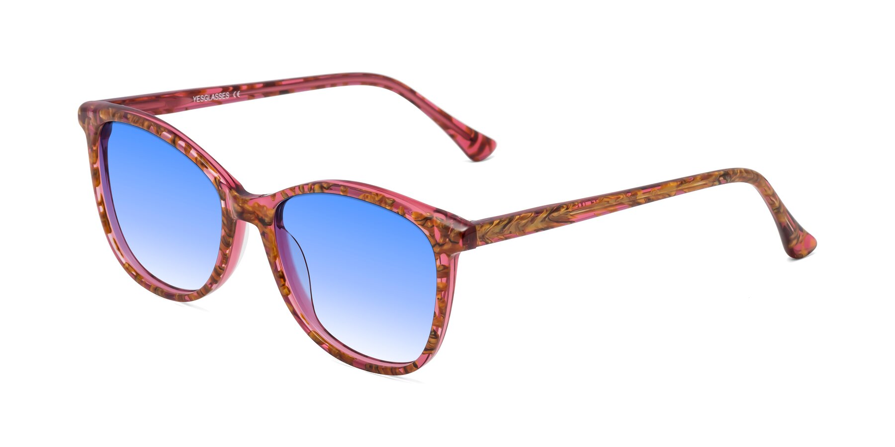 Angle of Creek in Red Floral with Blue Gradient Lenses