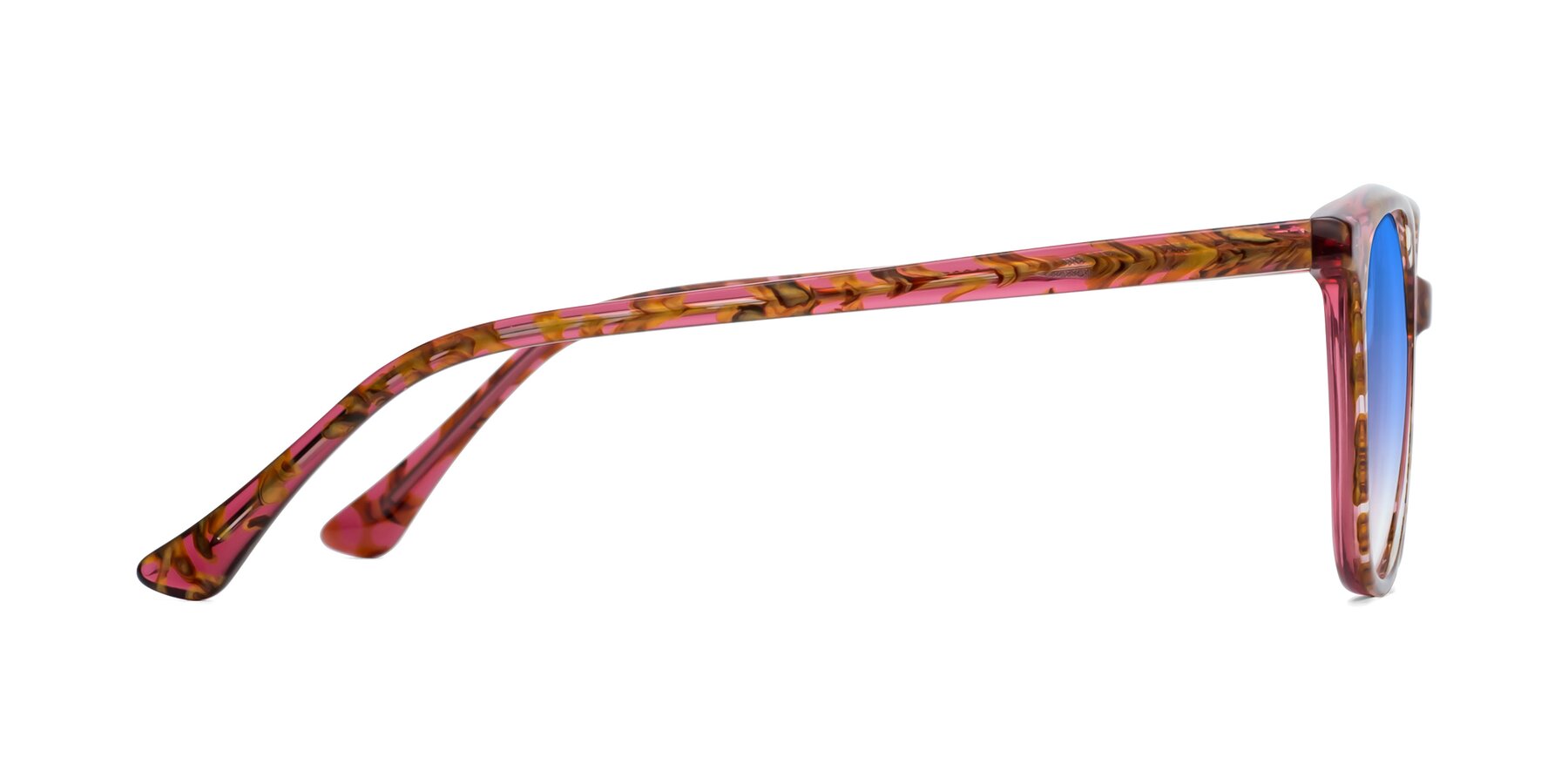 Side of Creek in Red Floral with Blue Gradient Lenses