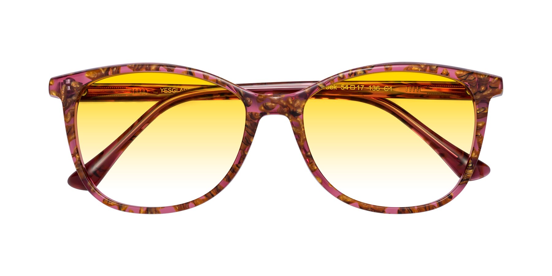 Folded Front of Creek in Red Floral with Yellow Gradient Lenses