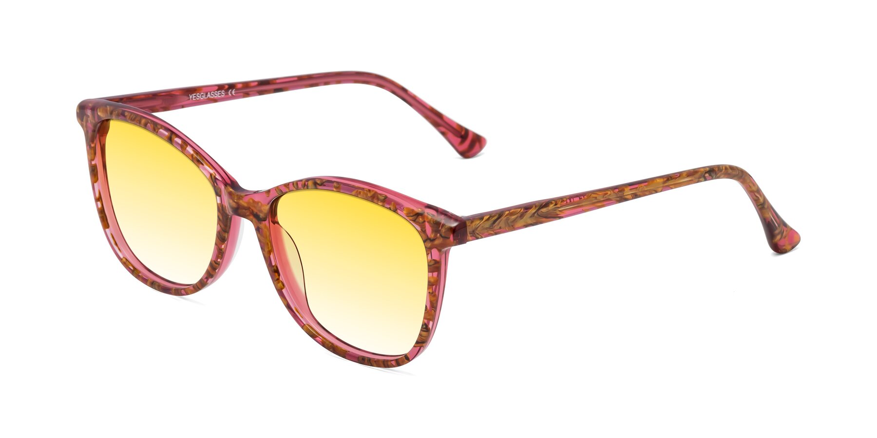 Angle of Creek in Red Floral with Yellow Gradient Lenses