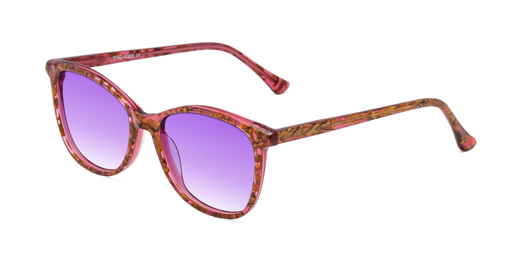 Angle of Creek in Red Floral with Purple Gradient Lenses