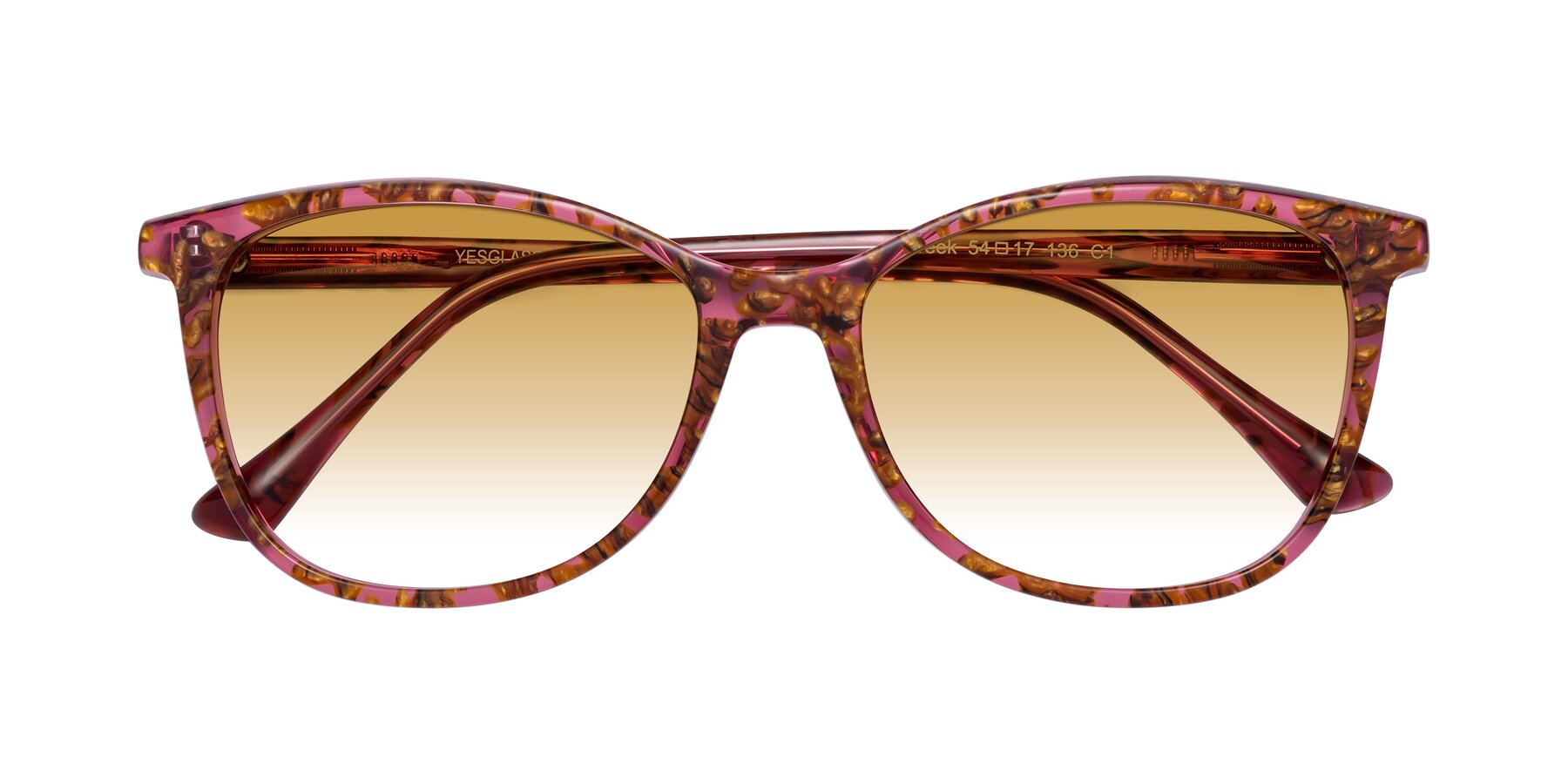 Folded Front of Creek in Red Floral with Champagne Gradient Lenses