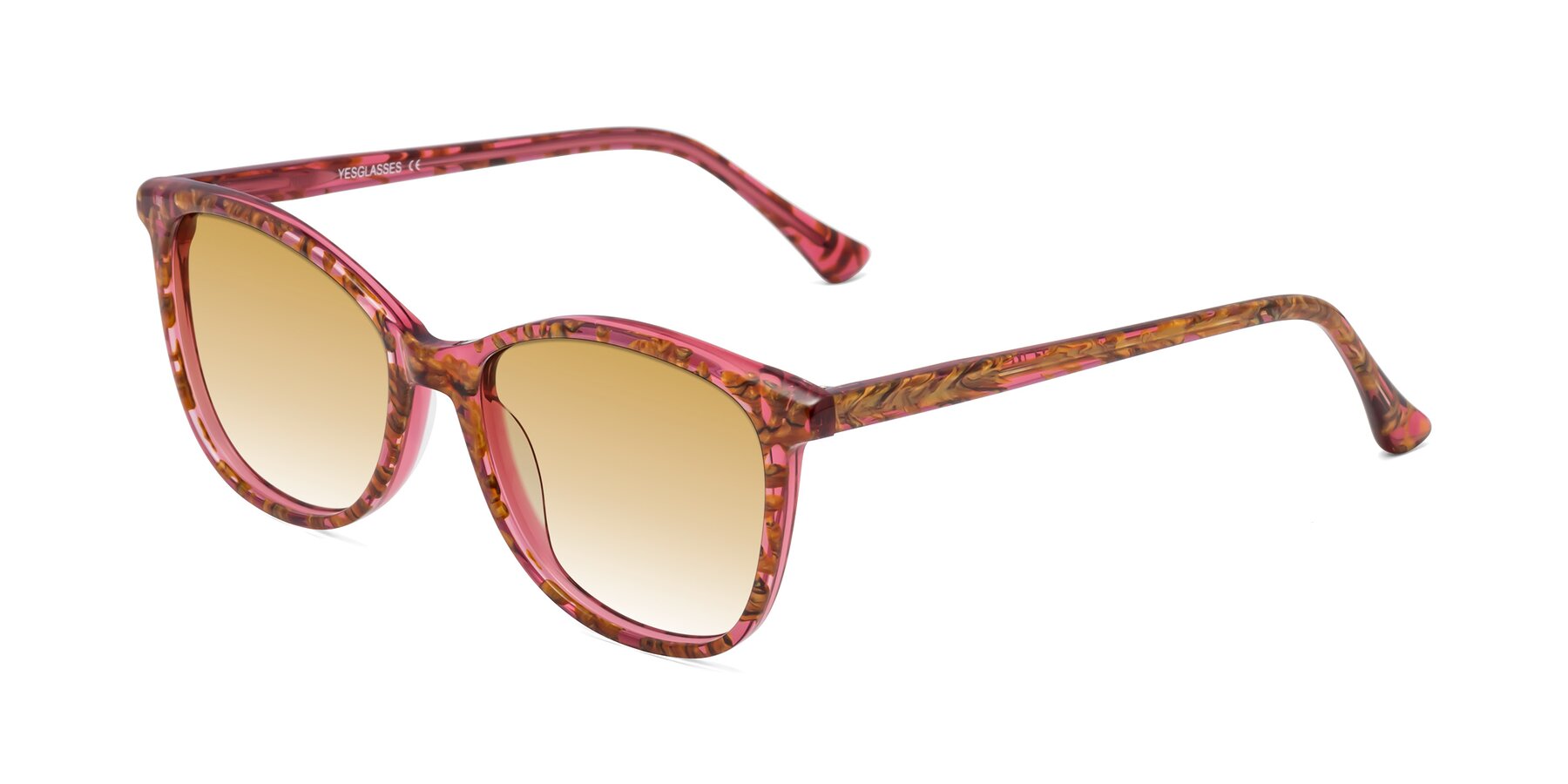 Angle of Creek in Red Floral with Champagne Gradient Lenses