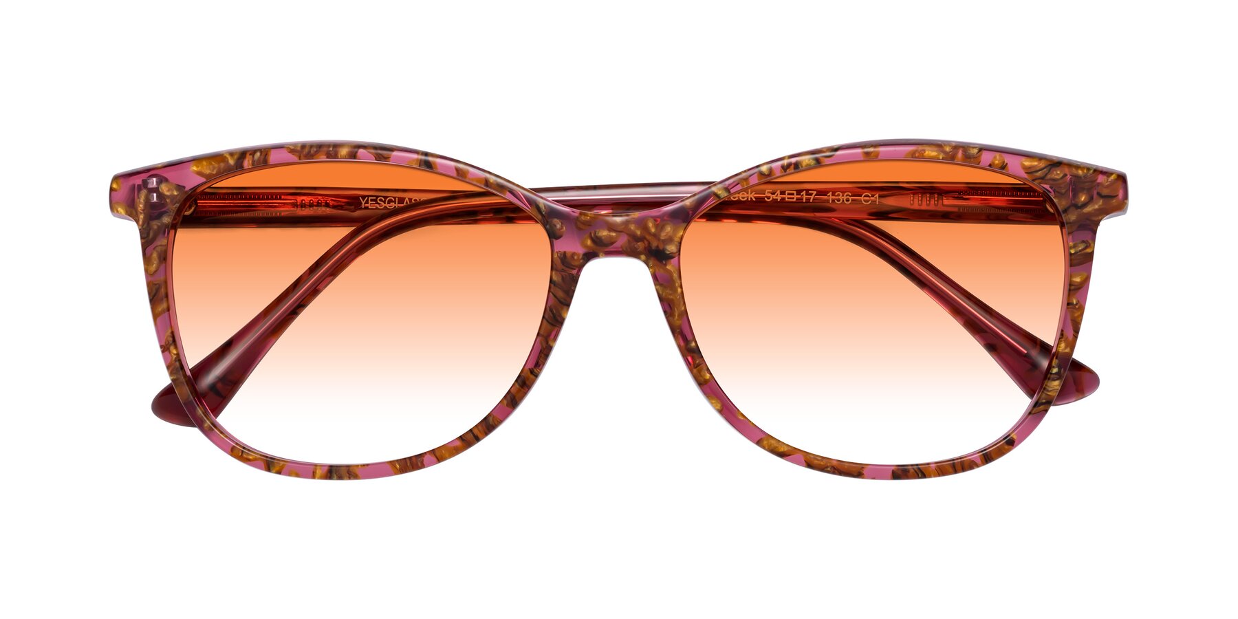 Folded Front of Creek in Red Floral with Orange Gradient Lenses