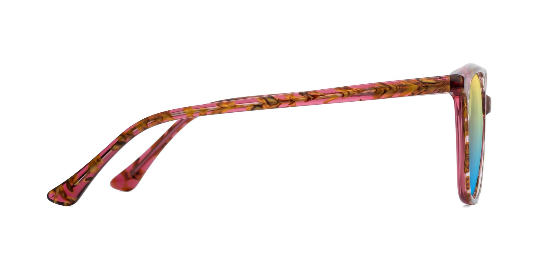 Side of Creek in Red Floral with Yellow / Blue Gradient Lenses