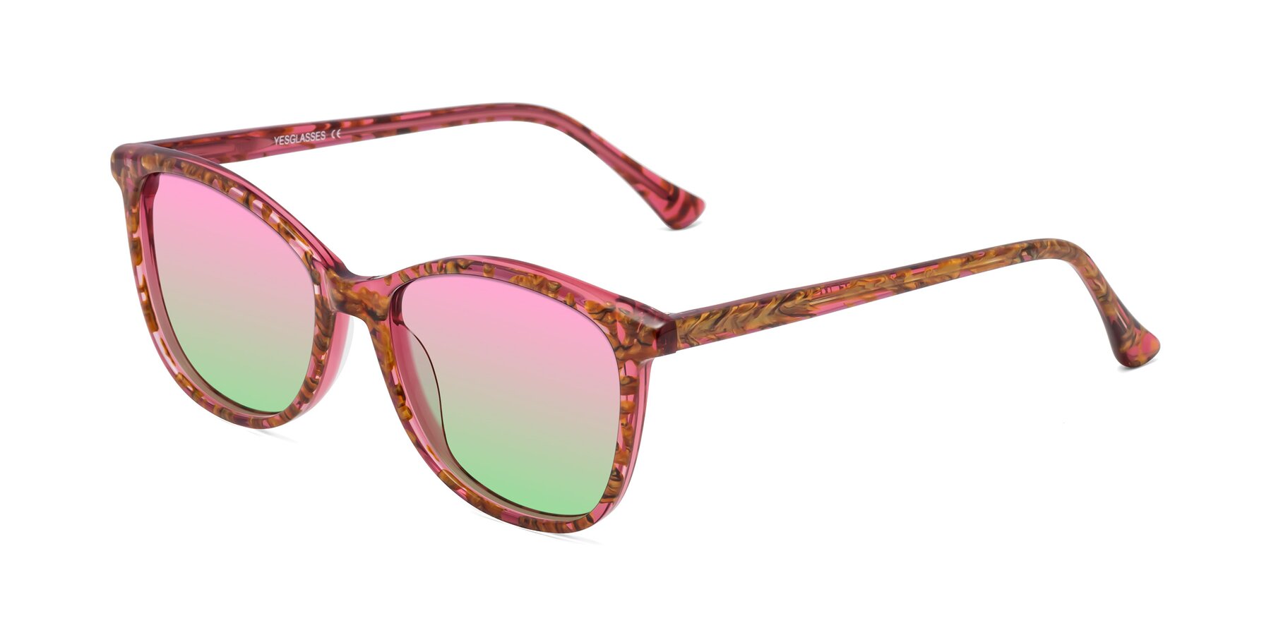 Angle of Creek in Red Floral with Pink / Green Gradient Lenses