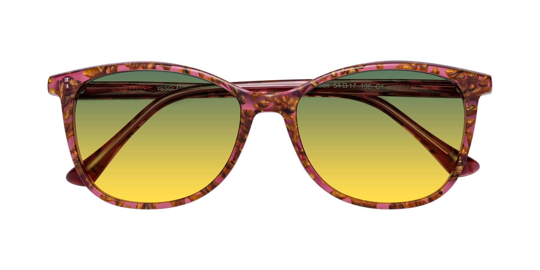 Folded Front of Creek in Red Floral with Green / Yellow Gradient Lenses