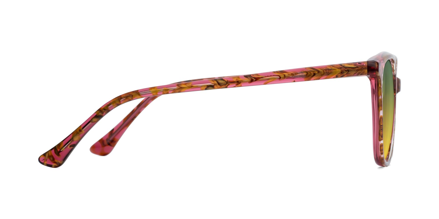 Side of Creek in Red Floral with Green / Yellow Gradient Lenses