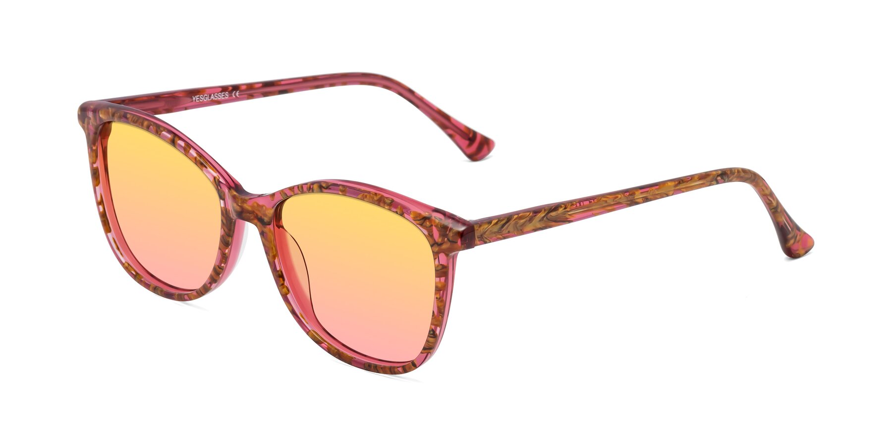 Angle of Creek in Red Floral with Yellow / Pink Gradient Lenses