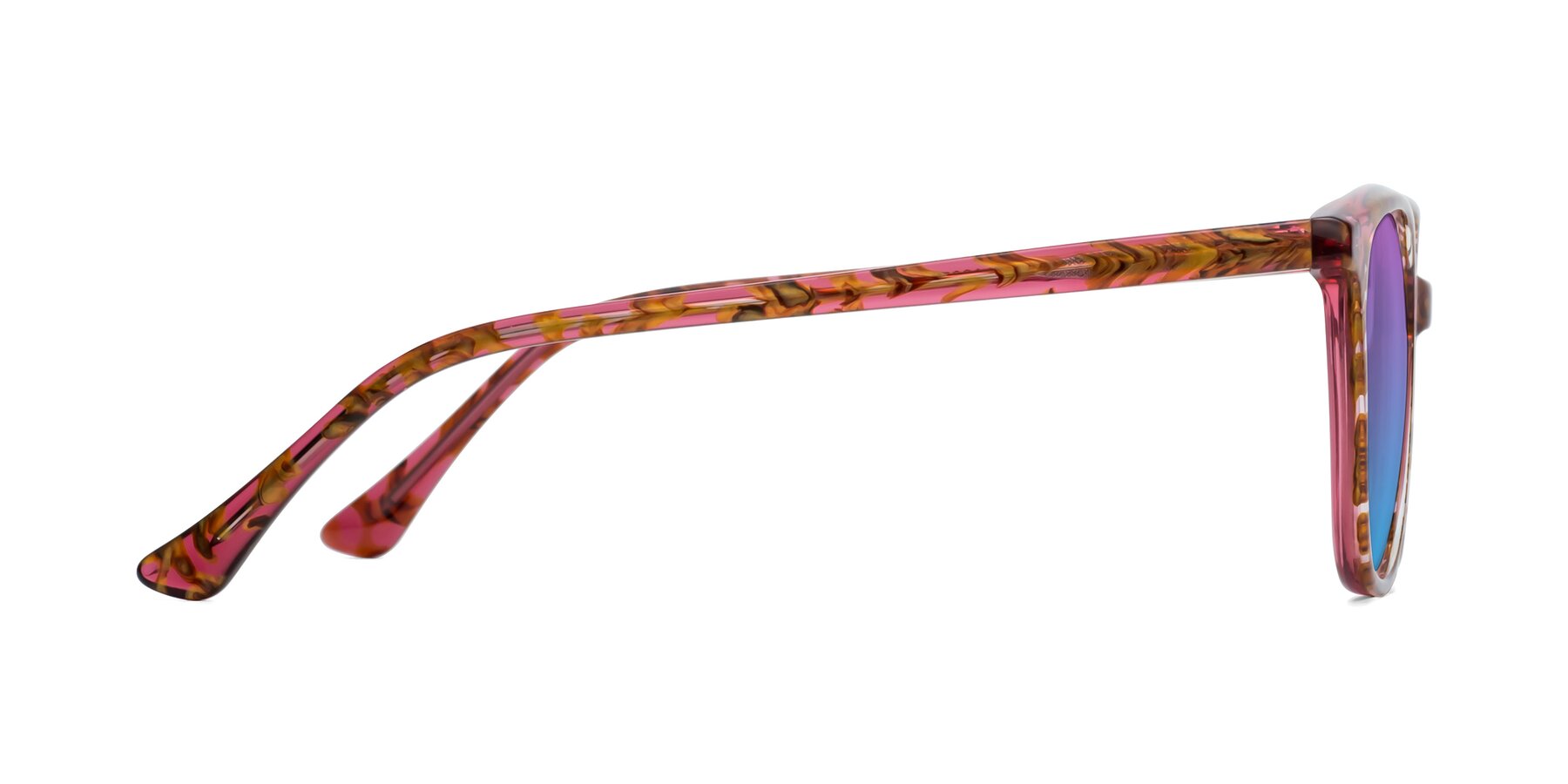 Side of Creek in Red Floral with Purple / Blue Gradient Lenses