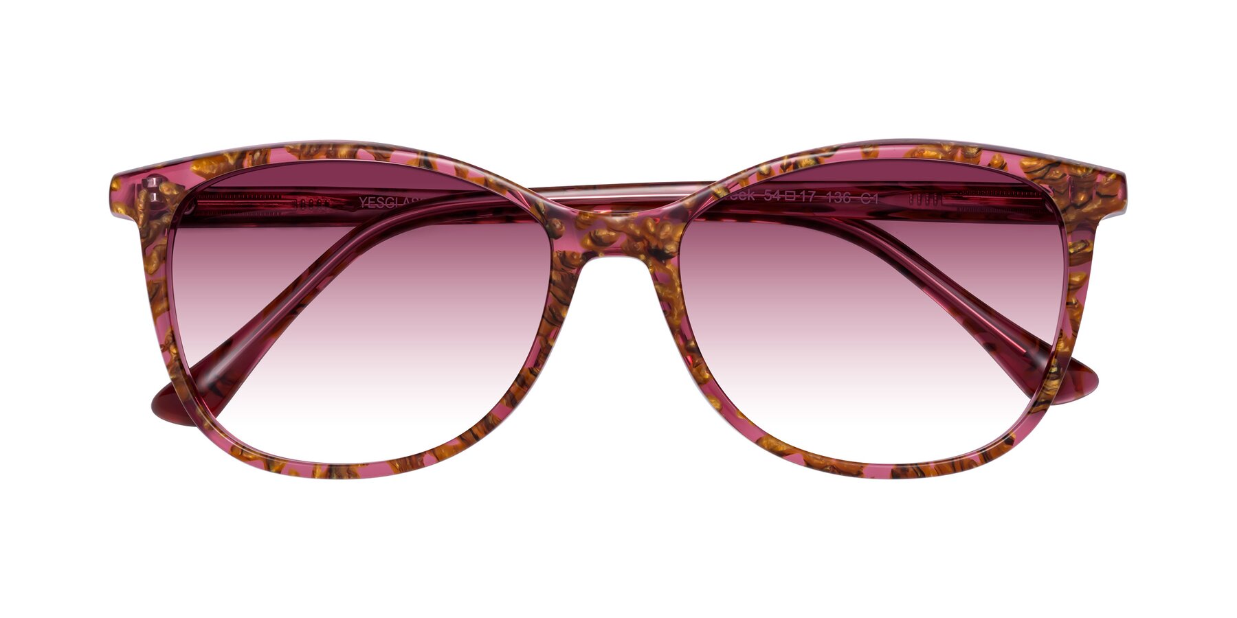 Folded Front of Creek in Red Floral with Wine Gradient Lenses