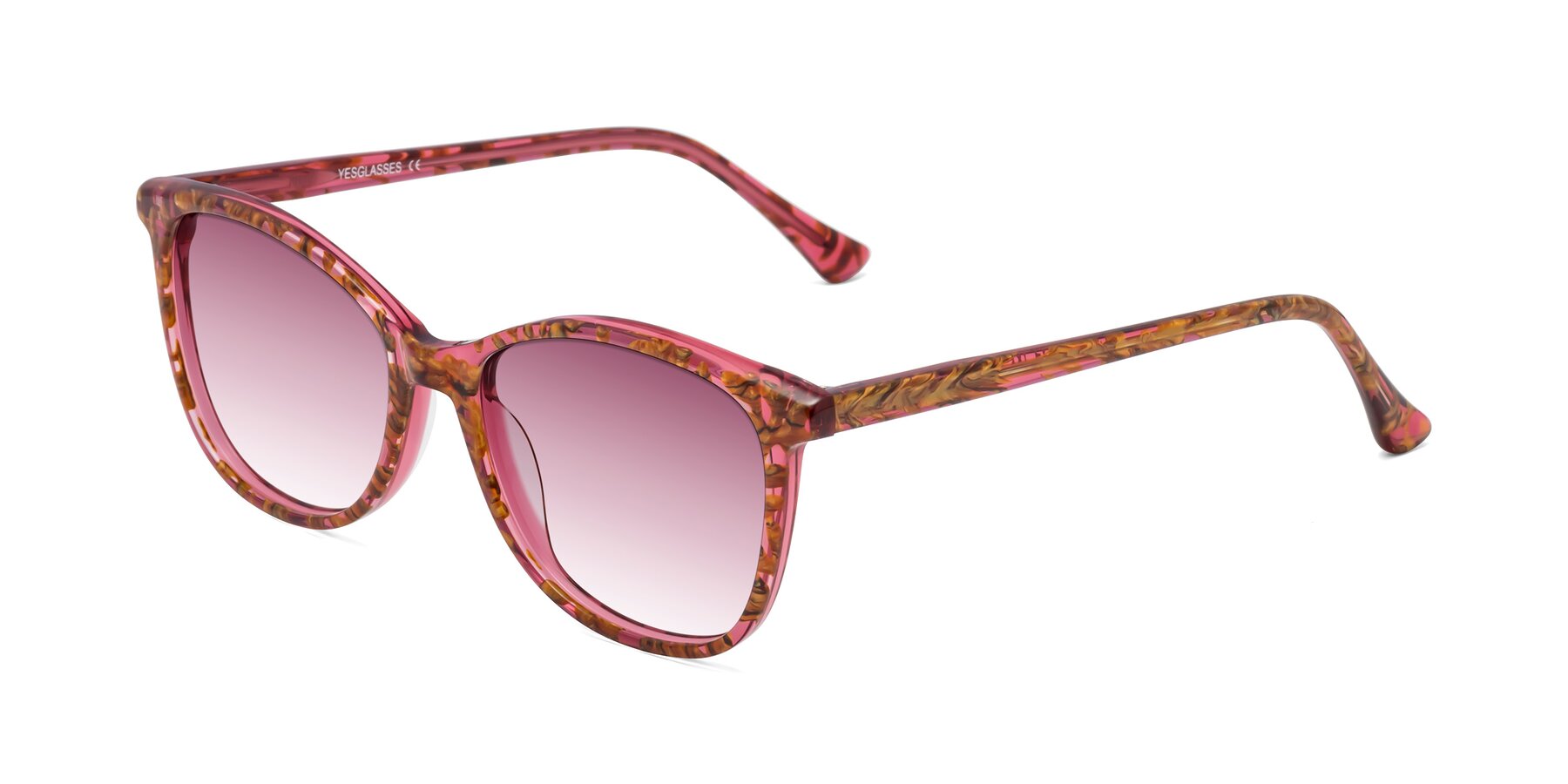 Angle of Creek in Red Floral with Wine Gradient Lenses