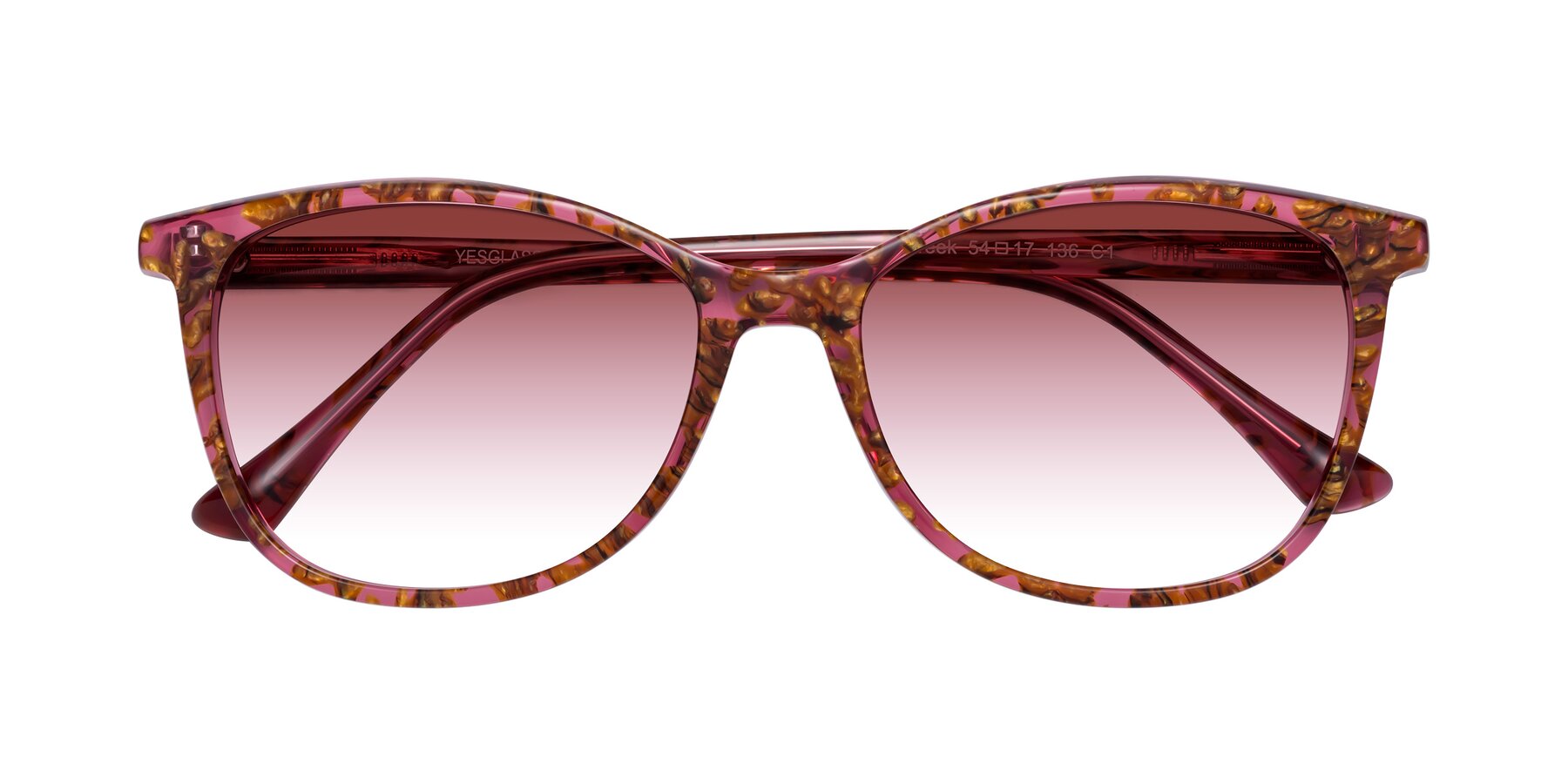 Folded Front of Creek in Red Floral with Garnet Gradient Lenses