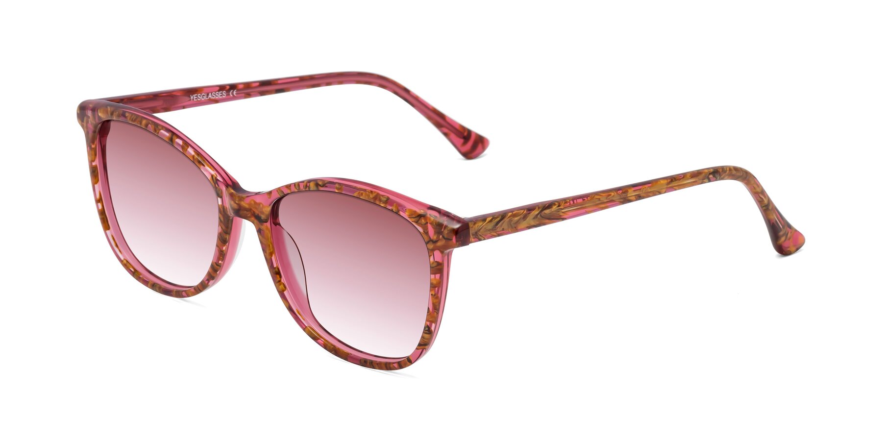 Angle of Creek in Red Floral with Garnet Gradient Lenses