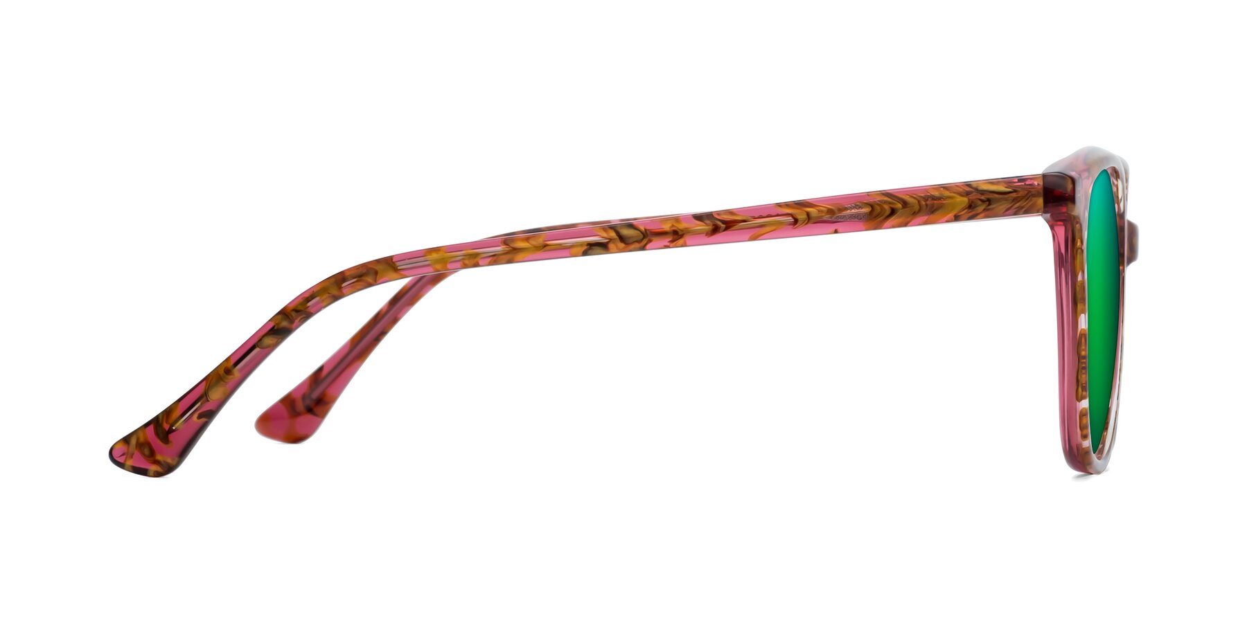 Side of Creek in Red Floral with Green Mirrored Lenses