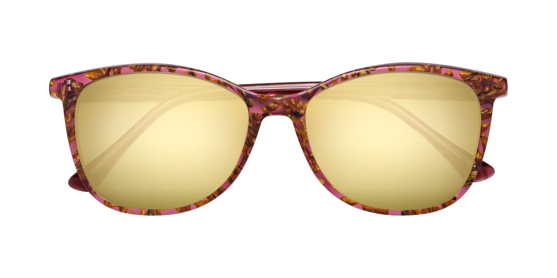 Folded Front of Creek in Red Floral with Gold Mirrored Lenses