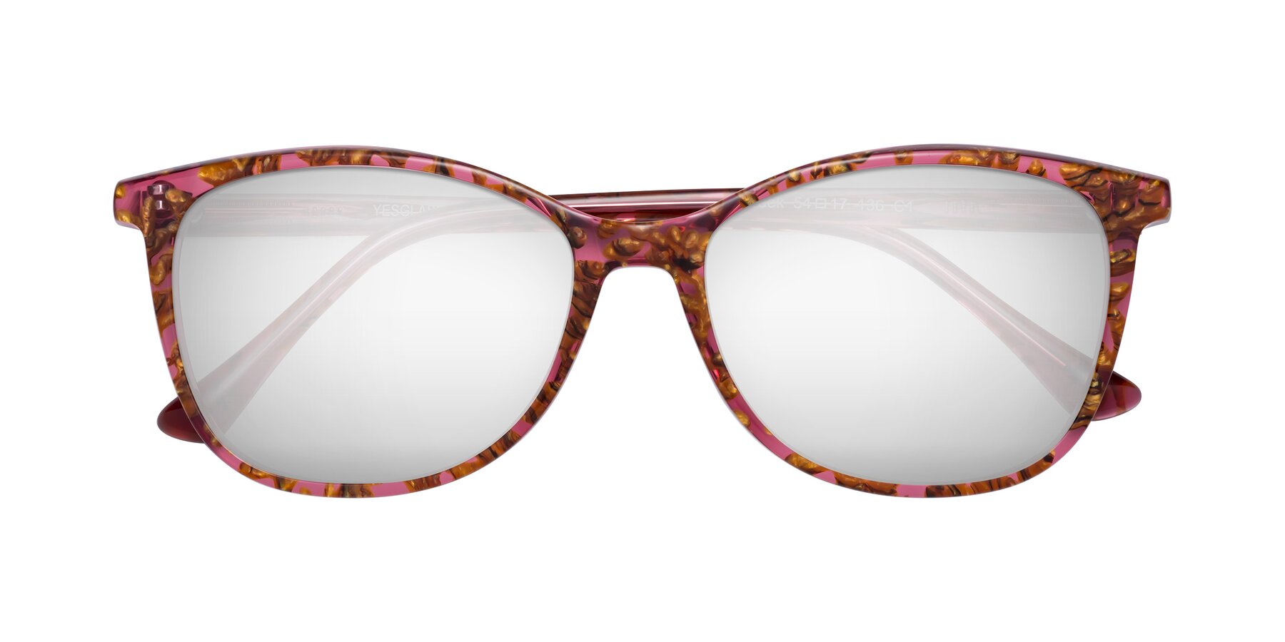 Folded Front of Creek in Red Floral with Silver Mirrored Lenses