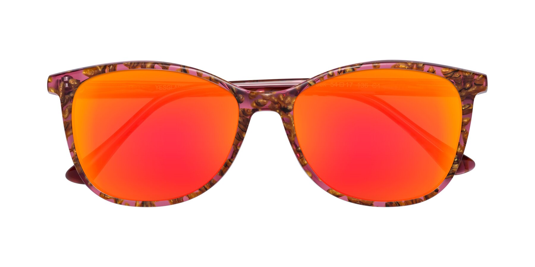 Folded Front of Creek in Red Floral with Red Gold Mirrored Lenses