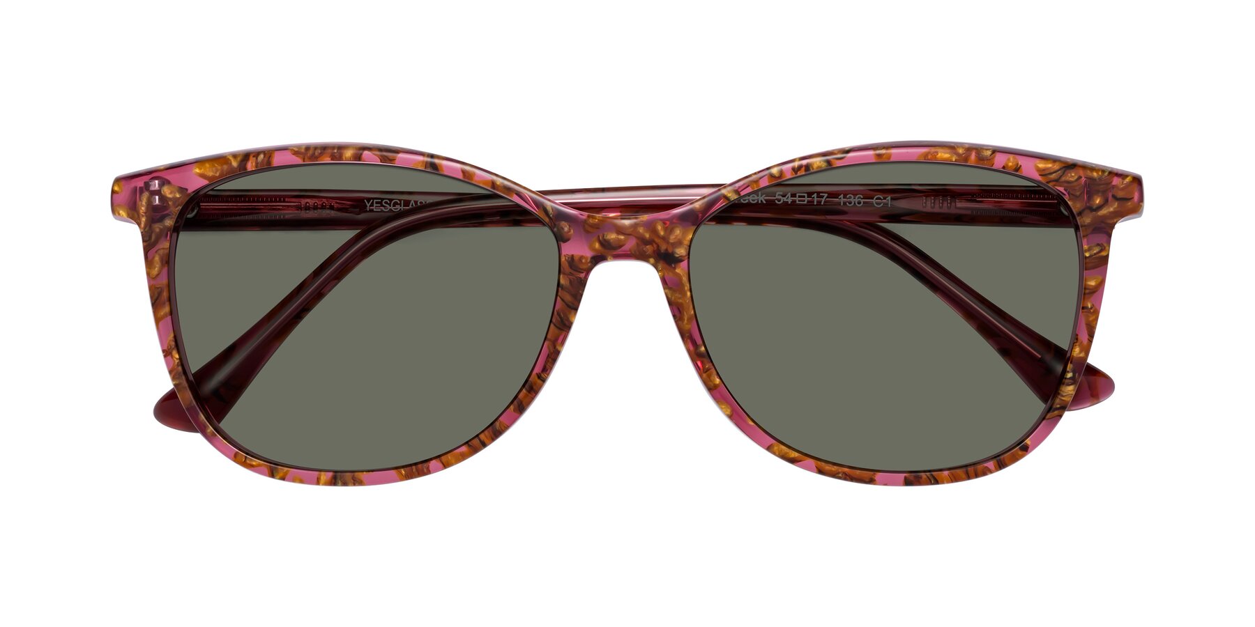 Folded Front of Creek in Red Floral with Gray Polarized Lenses