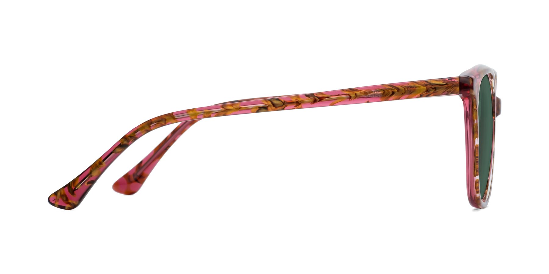Side of Creek in Red Floral with Green Polarized Lenses