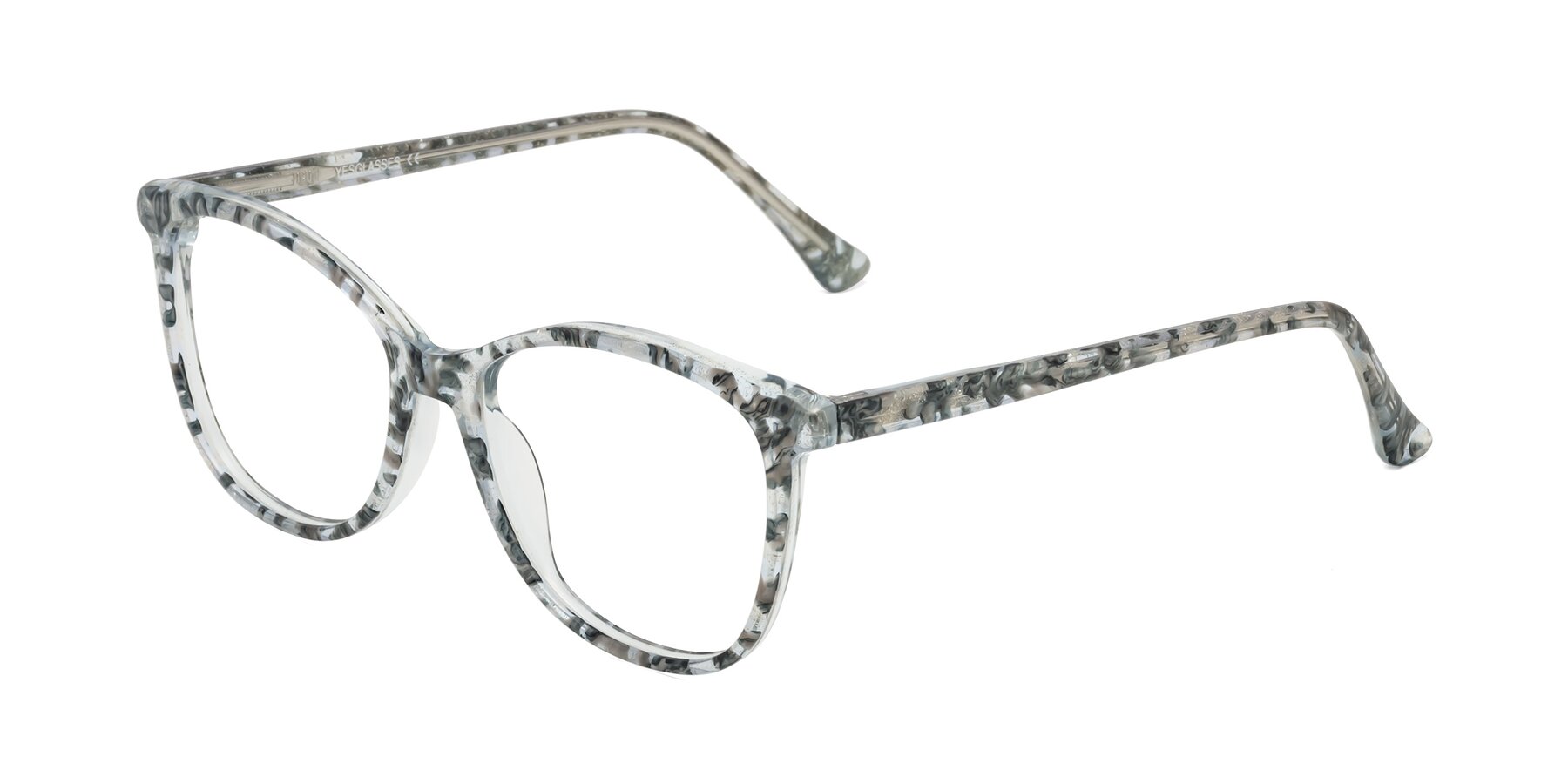 Angle of Creek in Gray Floral with Clear Eyeglass Lenses
