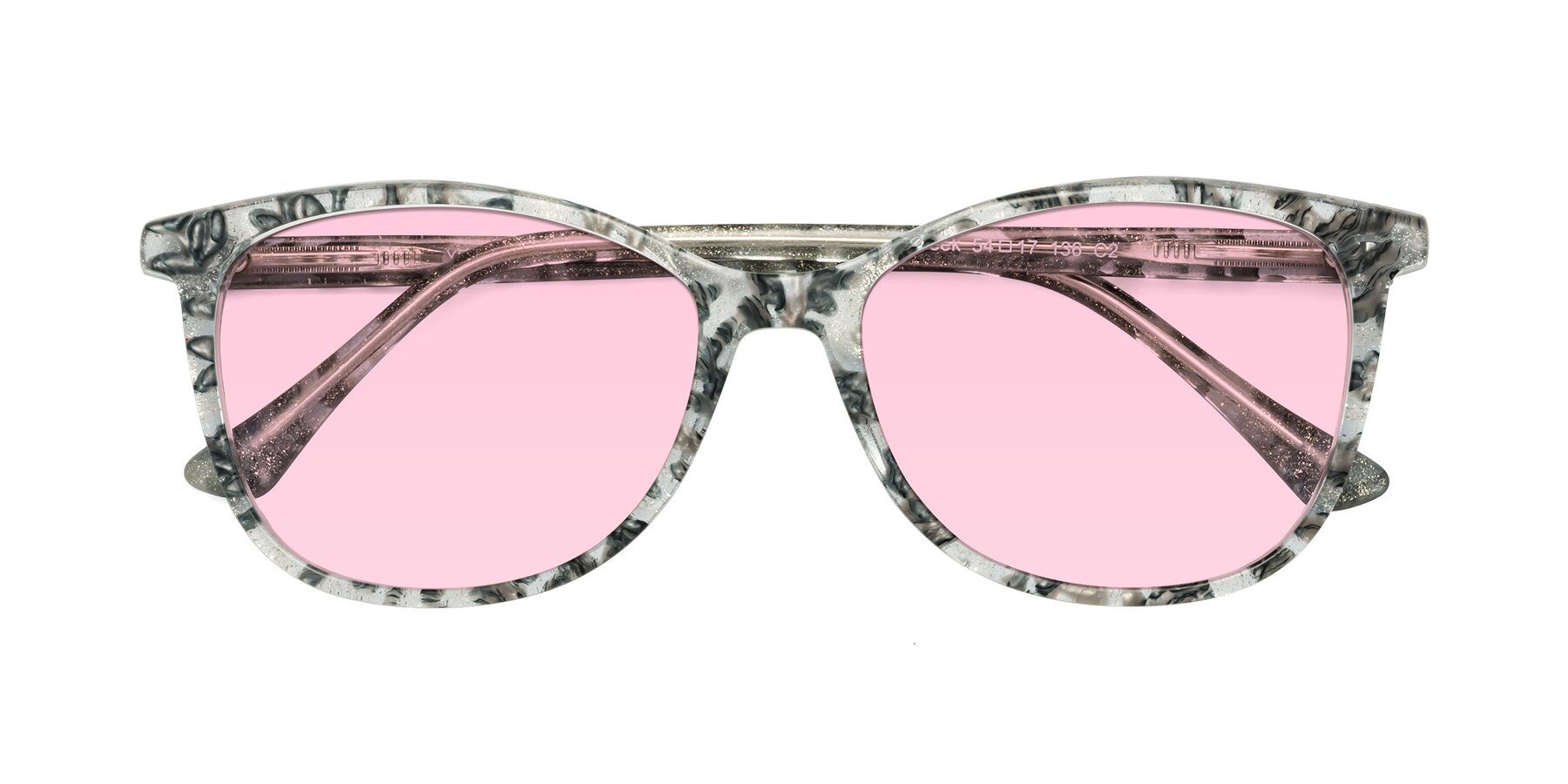 Folded Front of Creek in Gray Floral with Light Pink Tinted Lenses