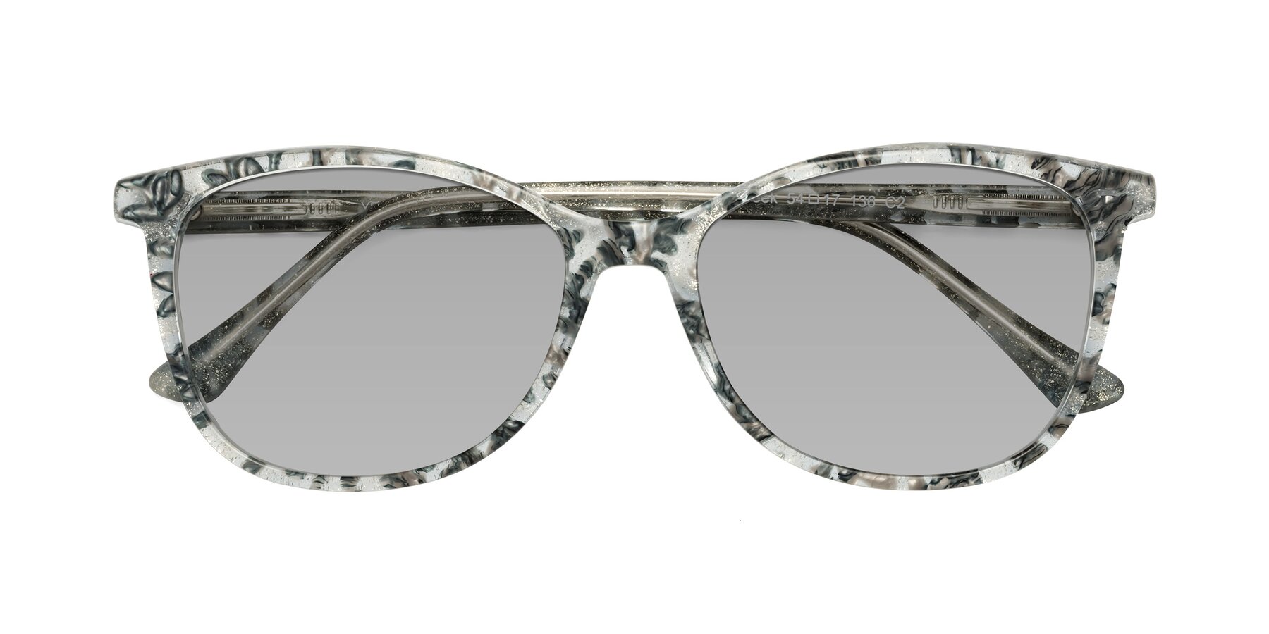 Folded Front of Creek in Gray Floral with Light Gray Tinted Lenses