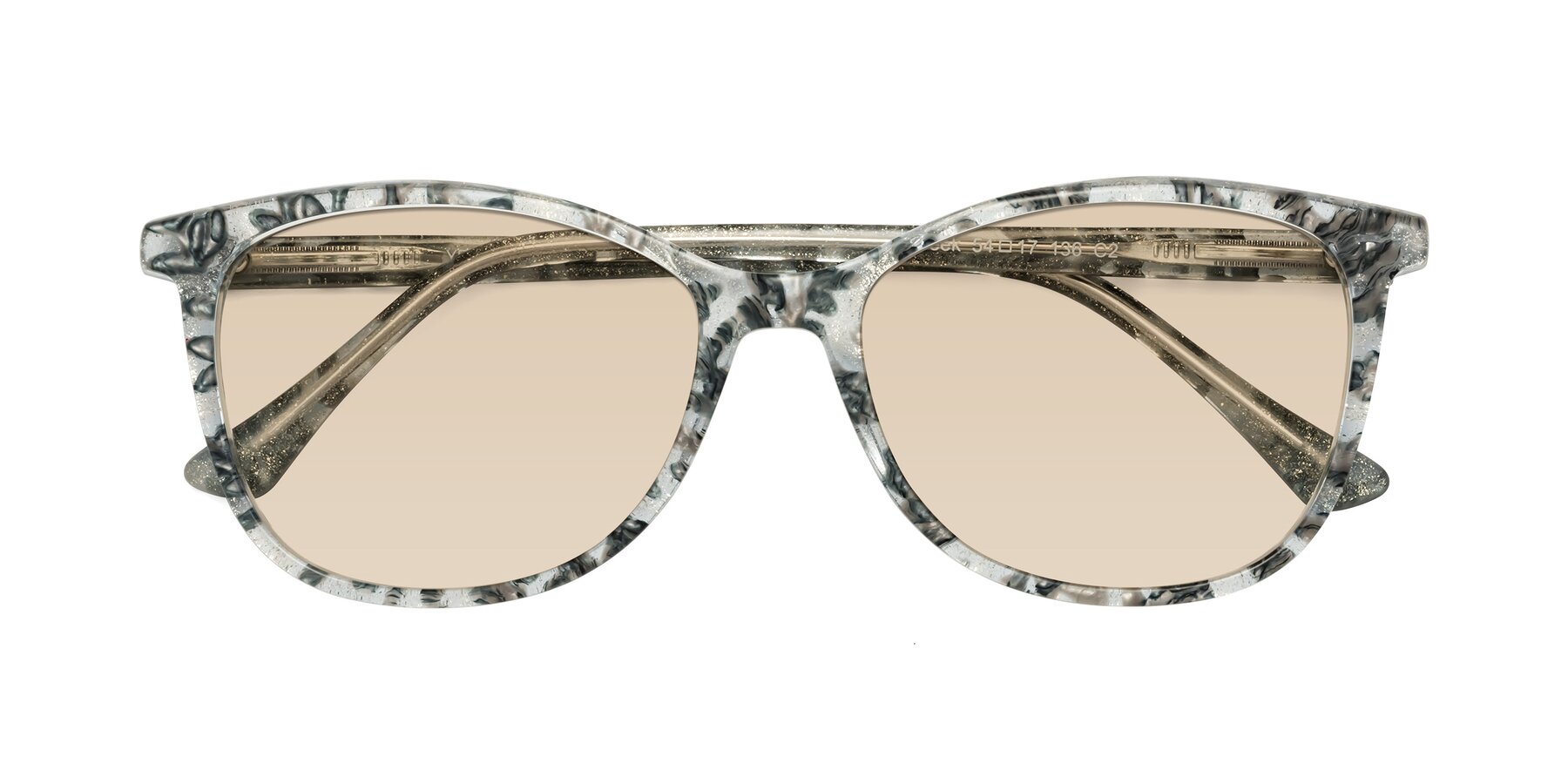 Folded Front of Creek in Gray Floral with Light Brown Tinted Lenses