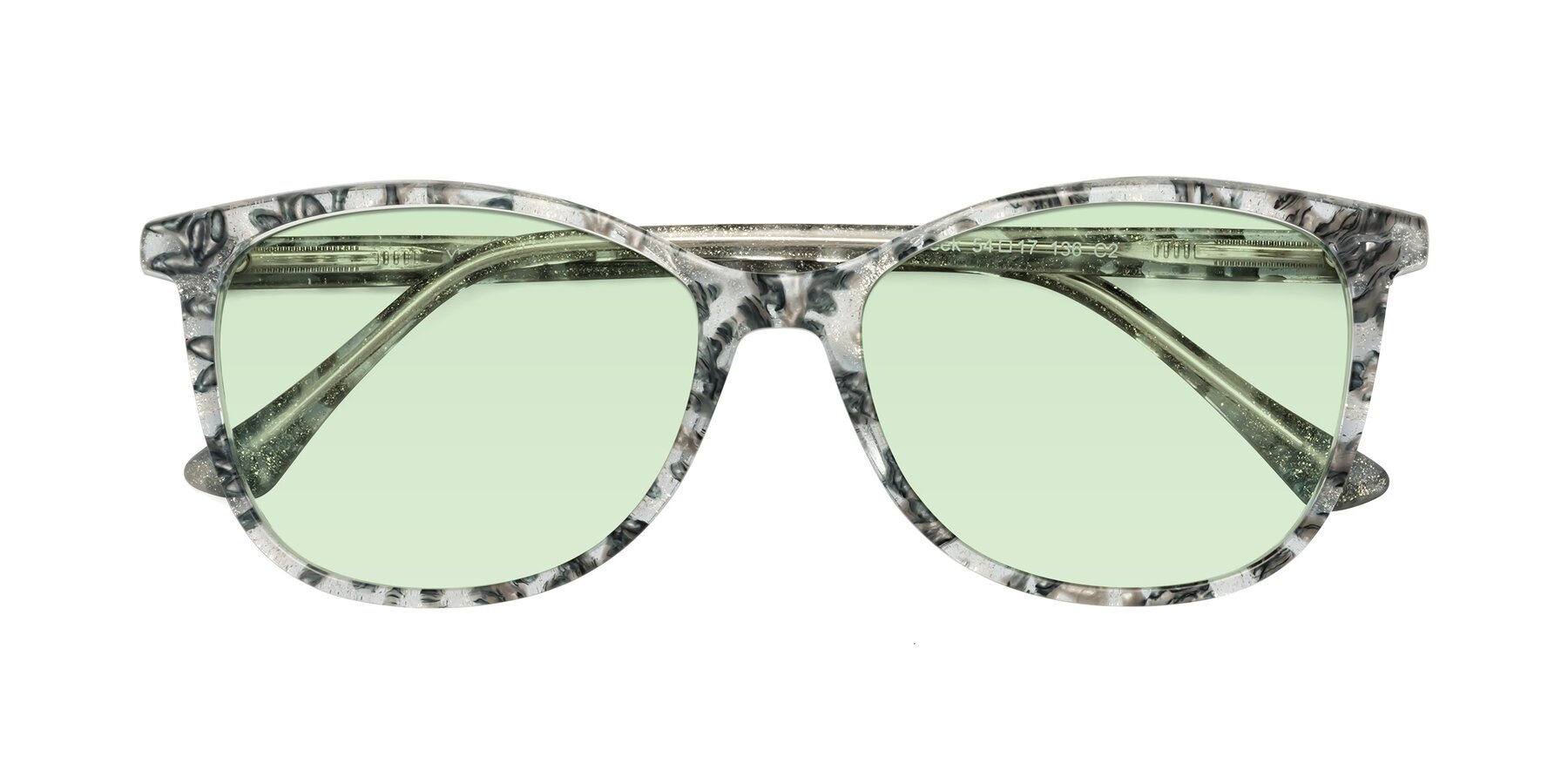 Folded Front of Creek in Gray Floral with Light Green Tinted Lenses