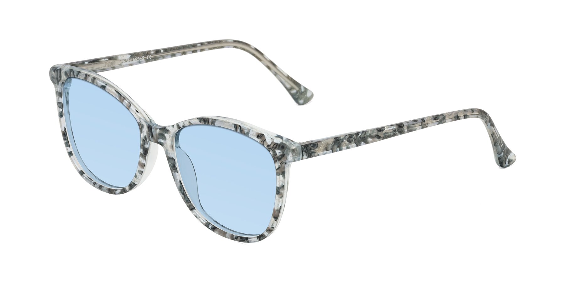 Angle of Creek in Gray Floral with Light Blue Tinted Lenses
