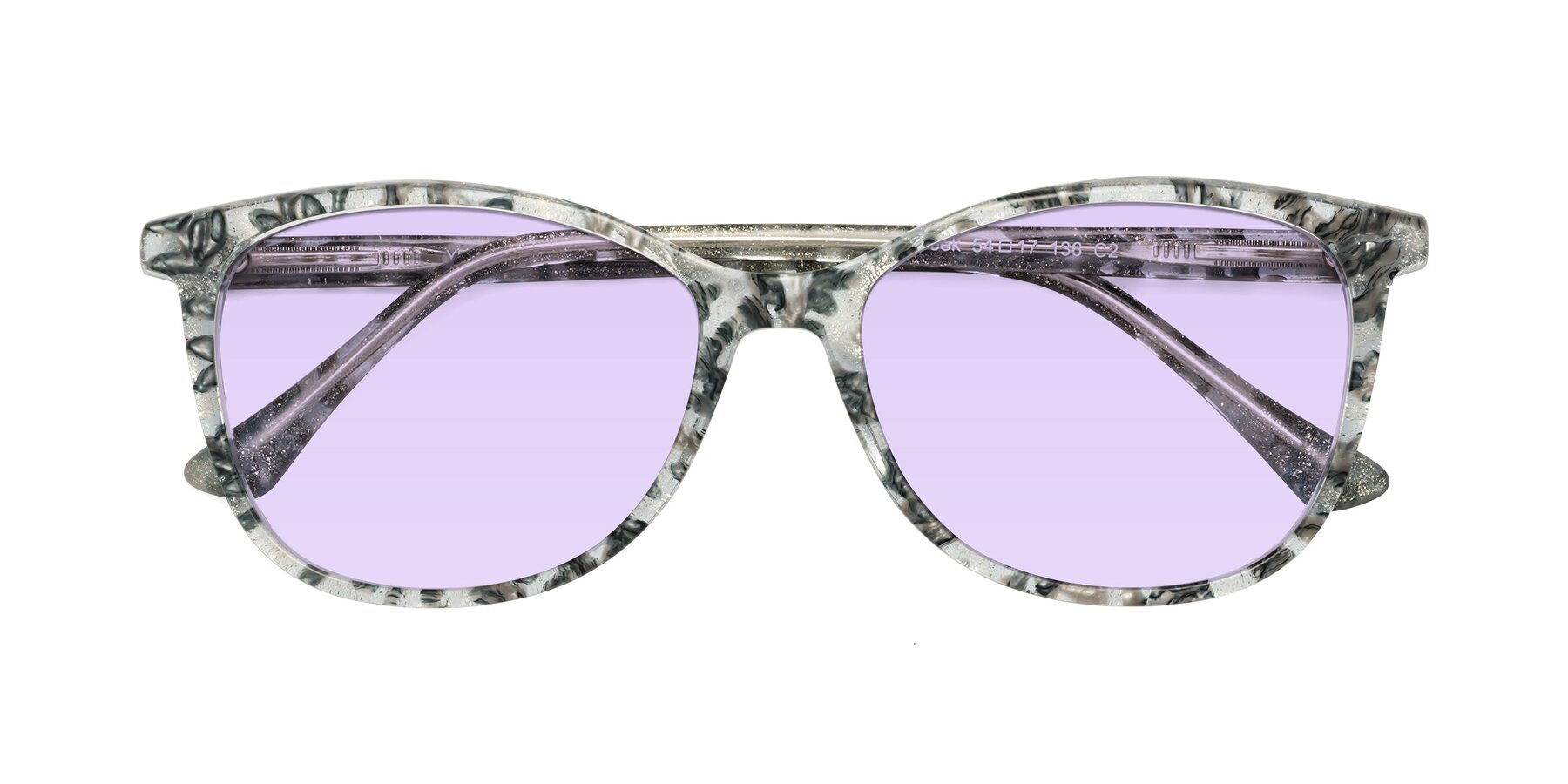 Folded Front of Creek in Gray Floral with Light Purple Tinted Lenses