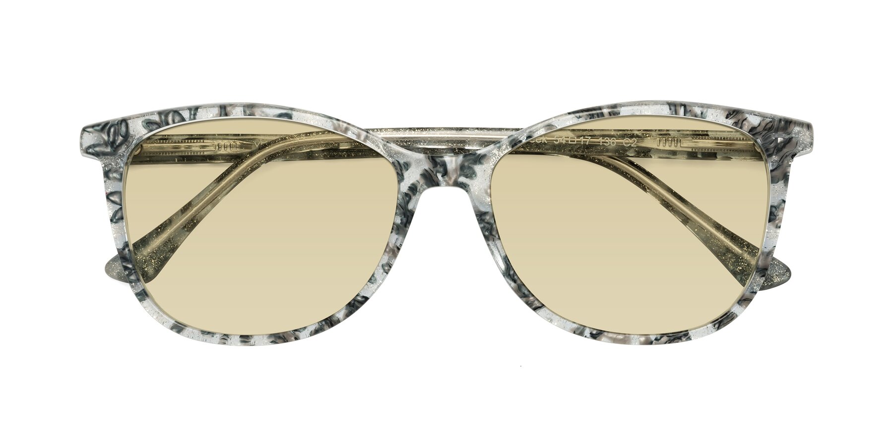 Folded Front of Creek in Gray Floral with Light Champagne Tinted Lenses