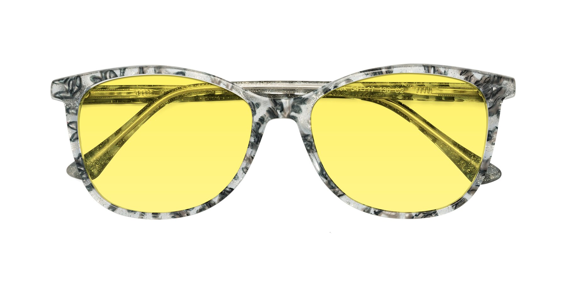 Folded Front of Creek in Gray Floral with Medium Yellow Tinted Lenses