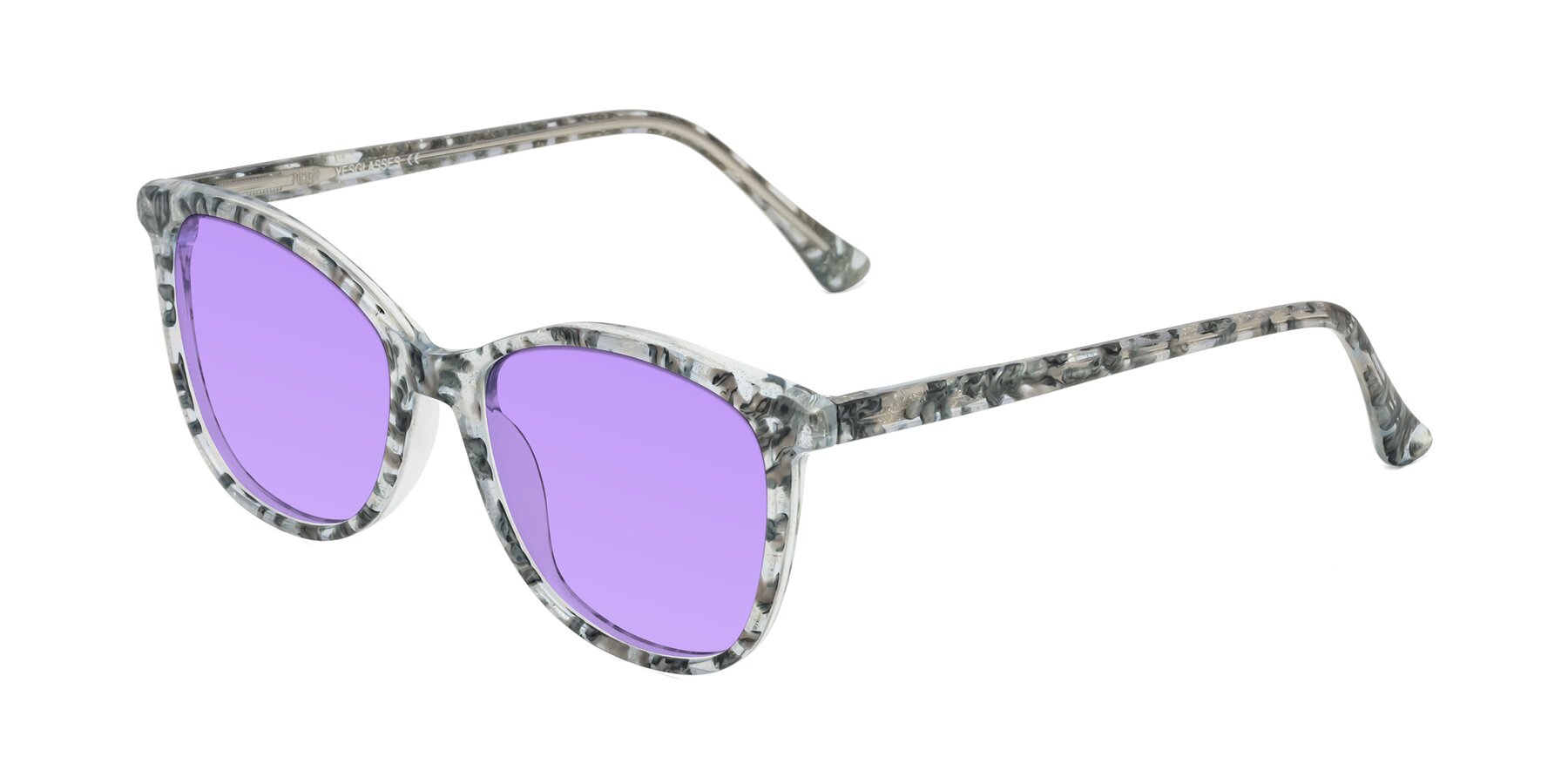 Angle of Creek in Gray Floral with Medium Purple Tinted Lenses
