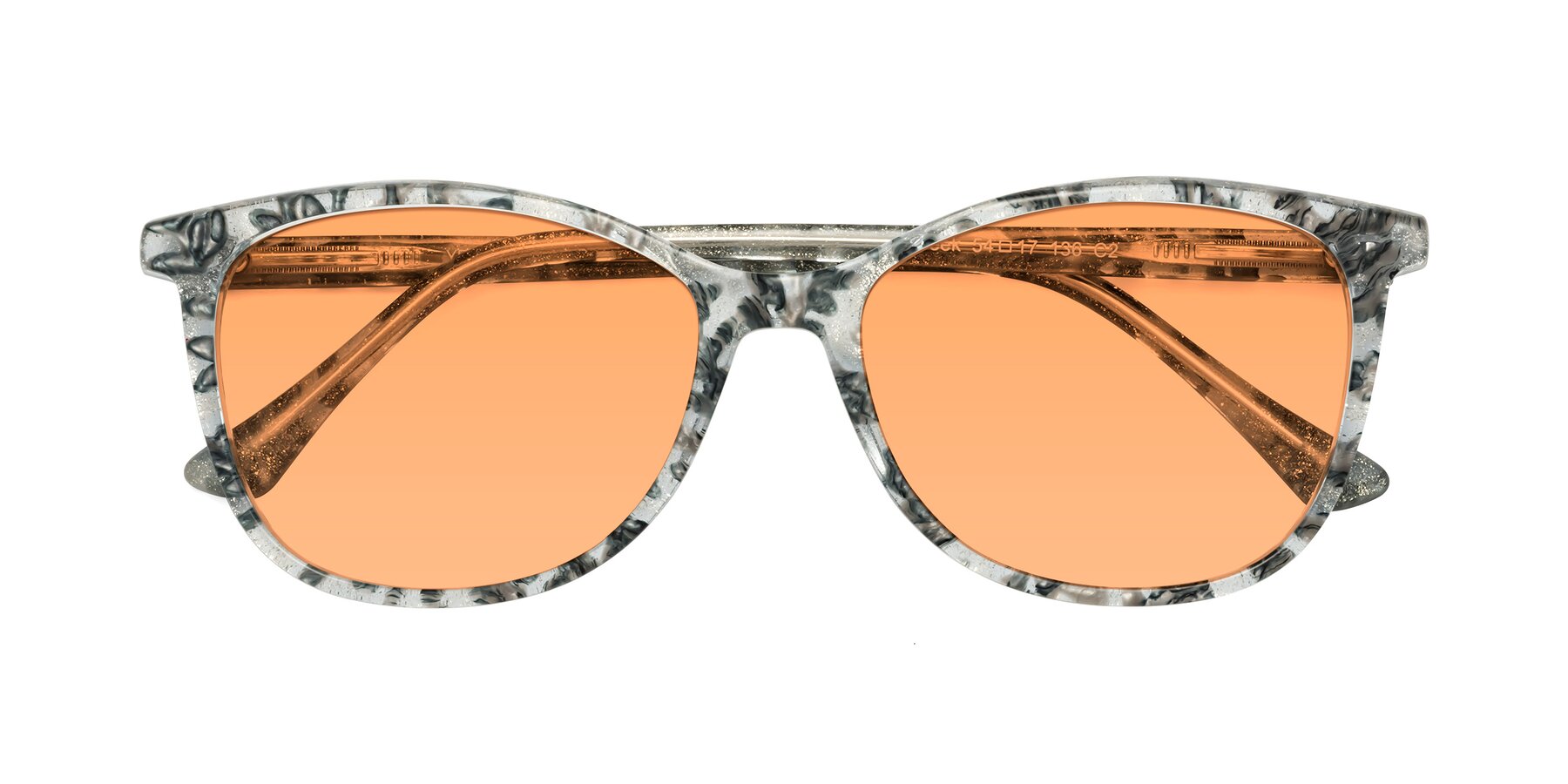 Folded Front of Creek in Gray Floral with Medium Orange Tinted Lenses