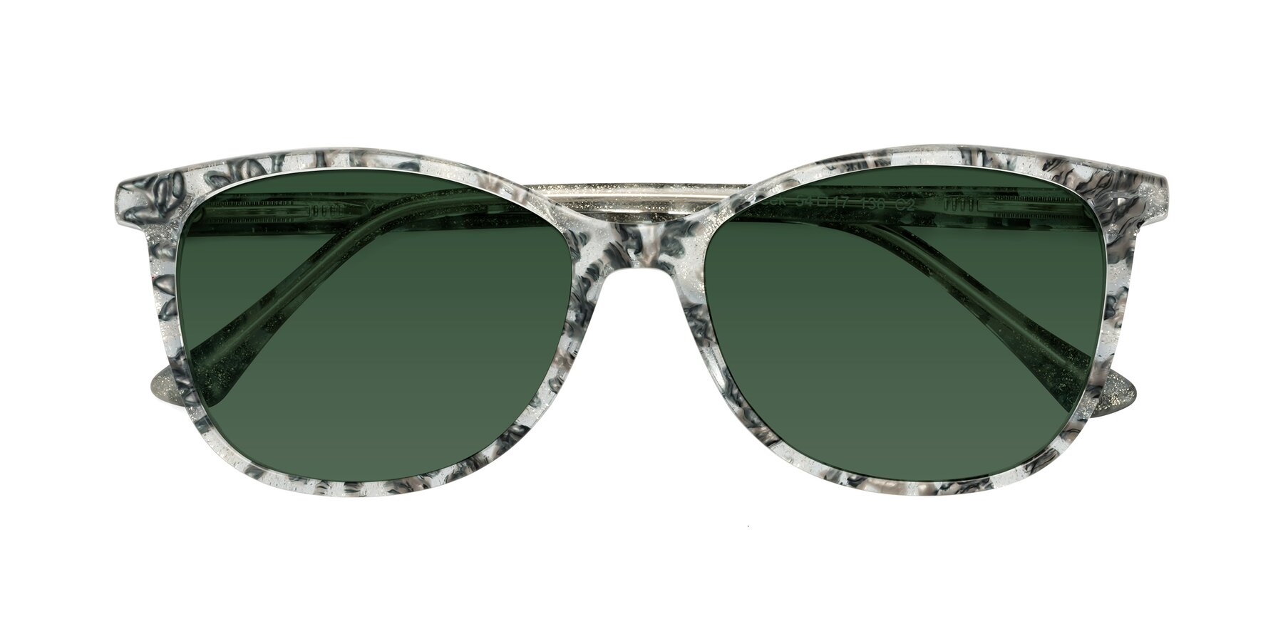 Folded Front of Creek in Gray Floral with Green Tinted Lenses