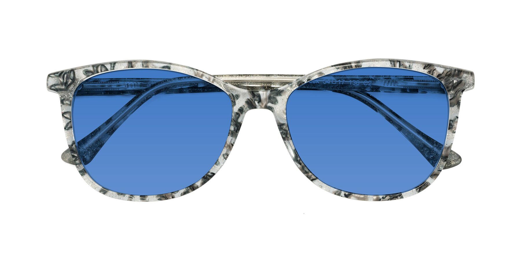 Folded Front of Creek in Gray Floral with Blue Tinted Lenses