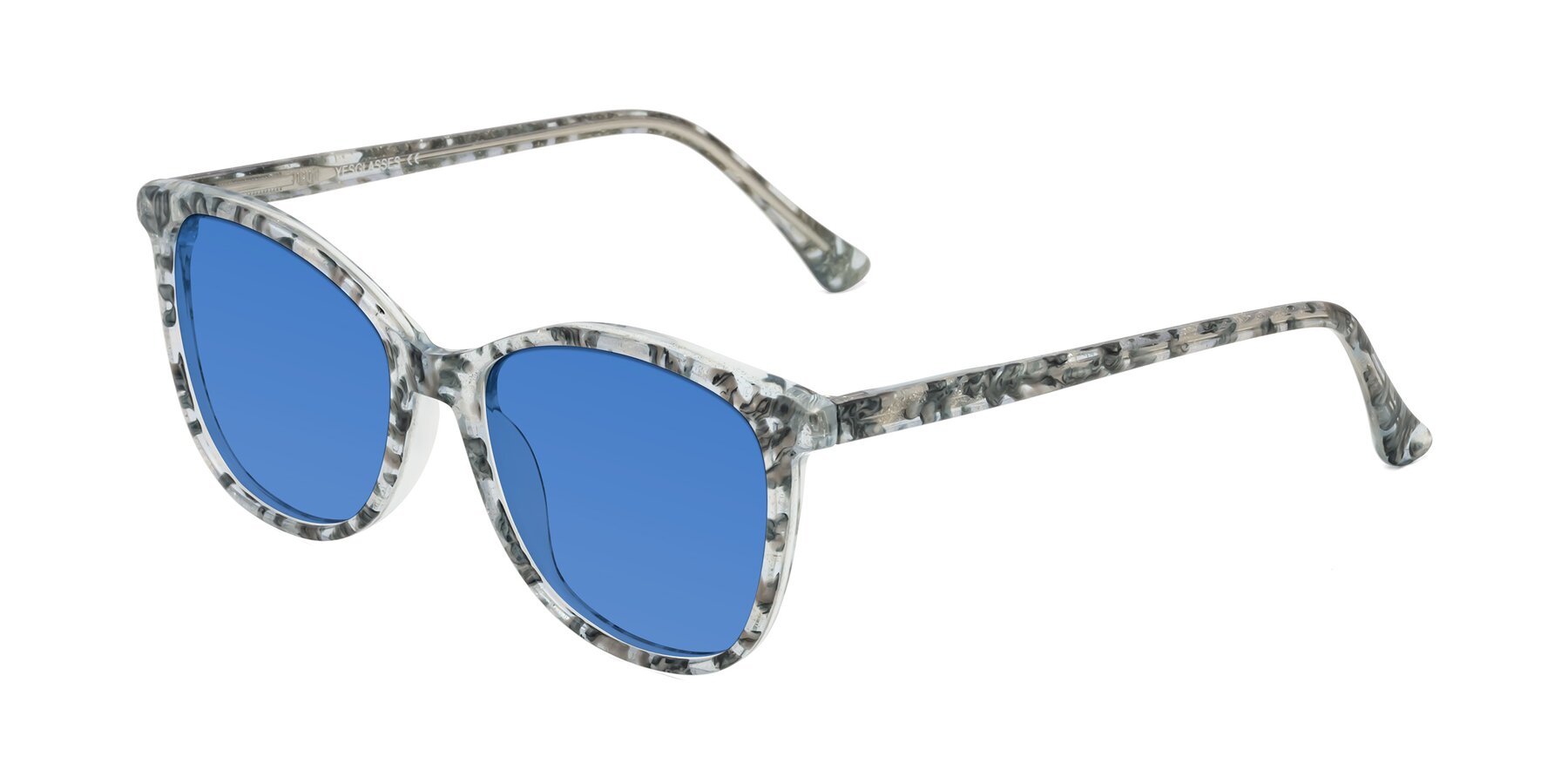 Angle of Creek in Gray Floral with Blue Tinted Lenses