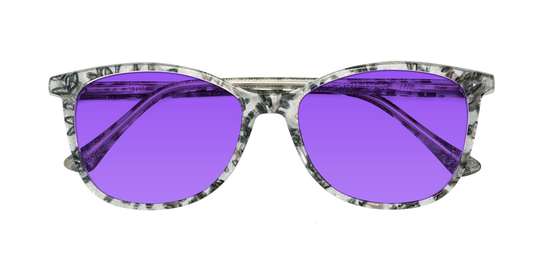 Folded Front of Creek in Gray Floral with Purple Tinted Lenses