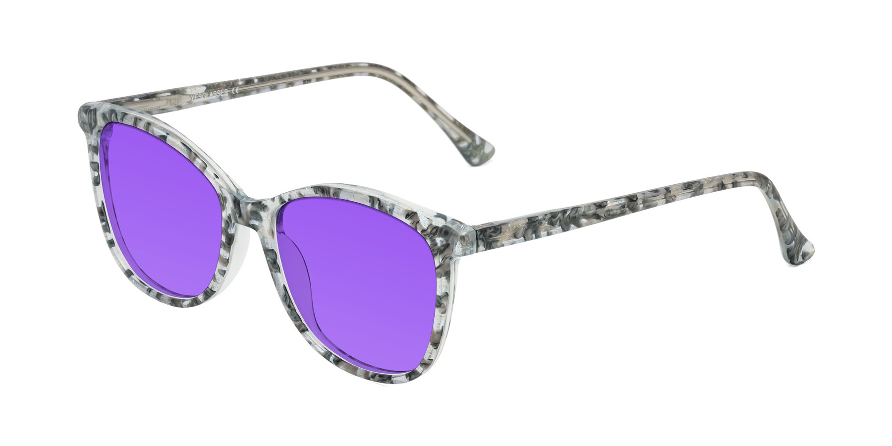 Angle of Creek in Gray Floral with Purple Tinted Lenses