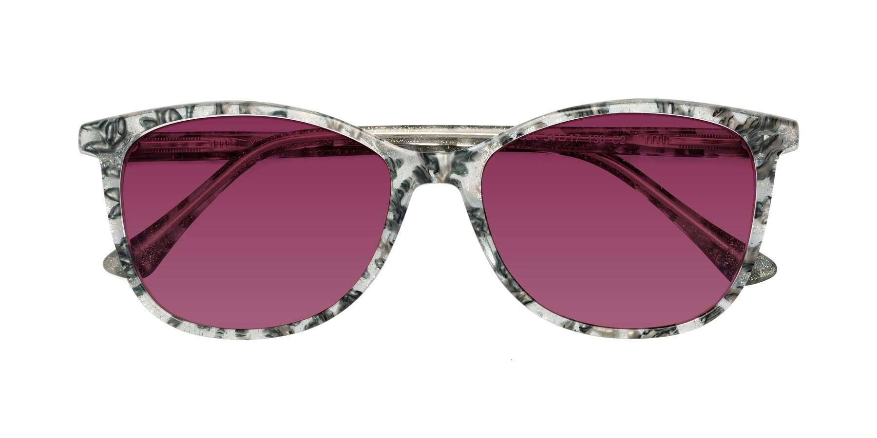 Folded Front of Creek in Gray Floral with Wine Tinted Lenses