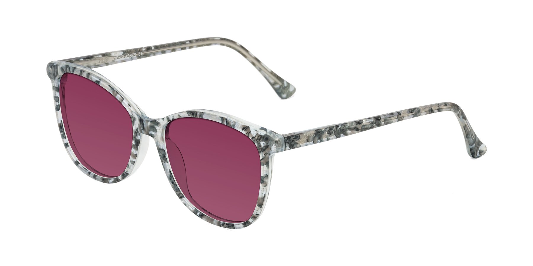 Angle of Creek in Gray Floral with Wine Tinted Lenses