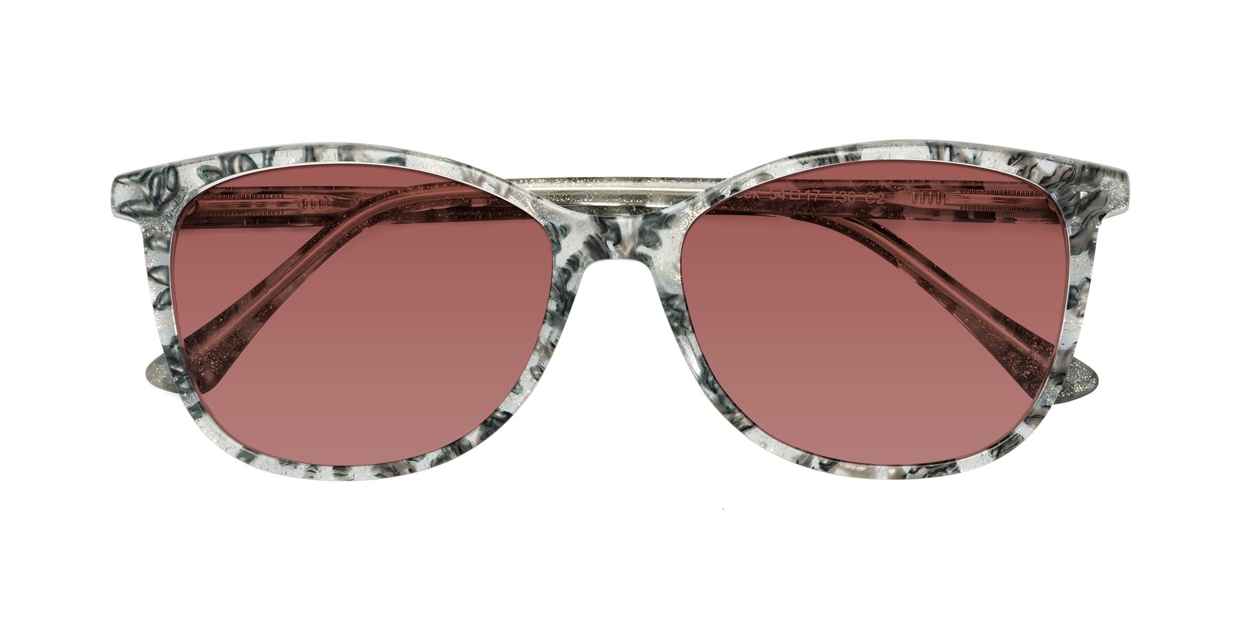 Folded Front of Creek in Gray Floral with Garnet Tinted Lenses