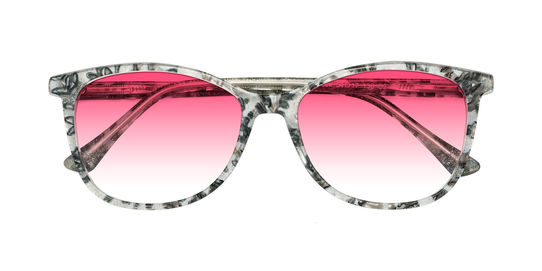 Folded Front of Creek in Gray Floral with Pink Gradient Lenses
