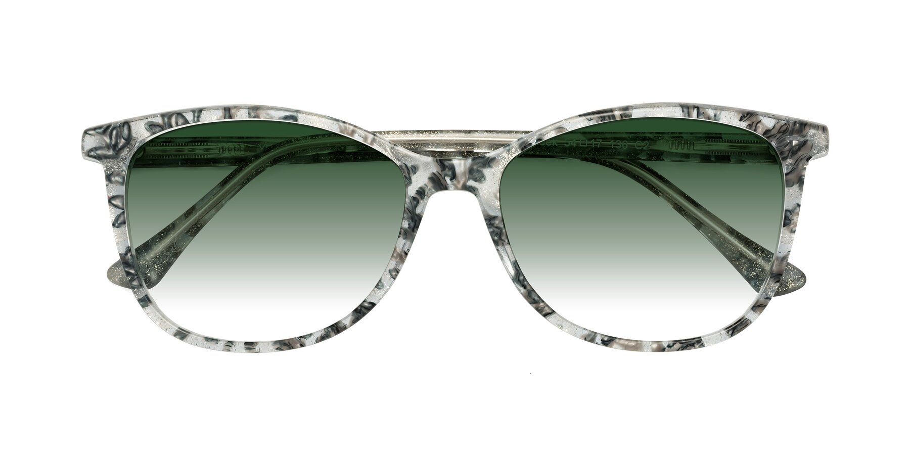 Folded Front of Creek in Gray Floral with Green Gradient Lenses