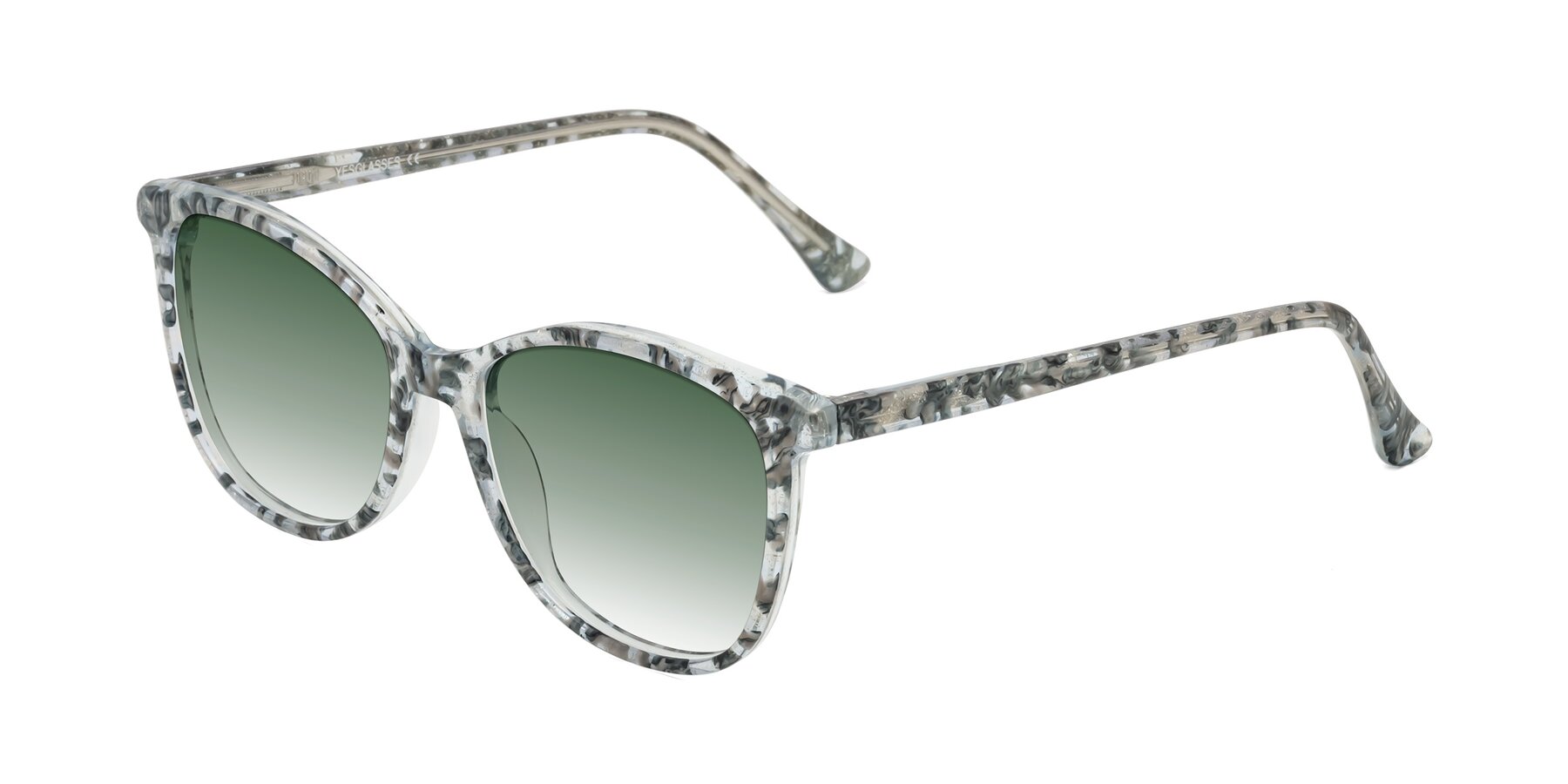 Angle of Creek in Gray Floral with Green Gradient Lenses