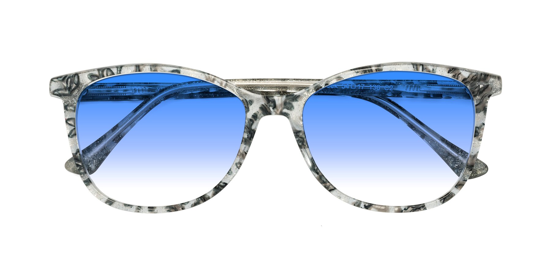 Folded Front of Creek in Gray Floral with Blue Gradient Lenses