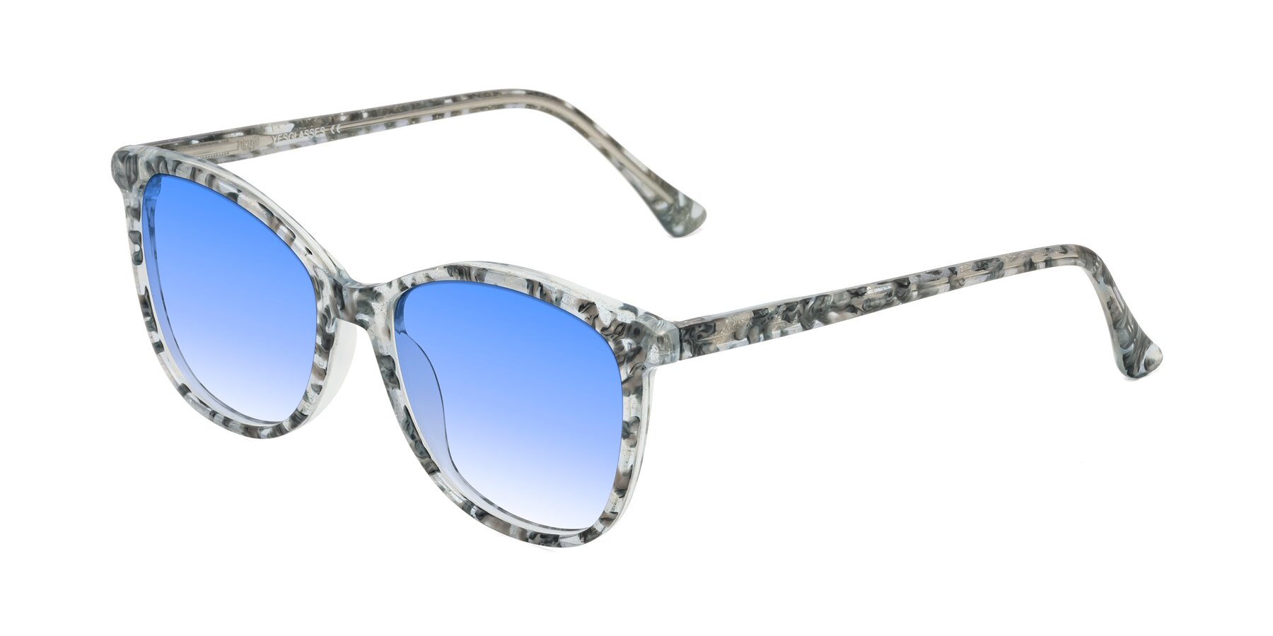 Angle of Creek in Gray Floral with Blue Gradient Lenses