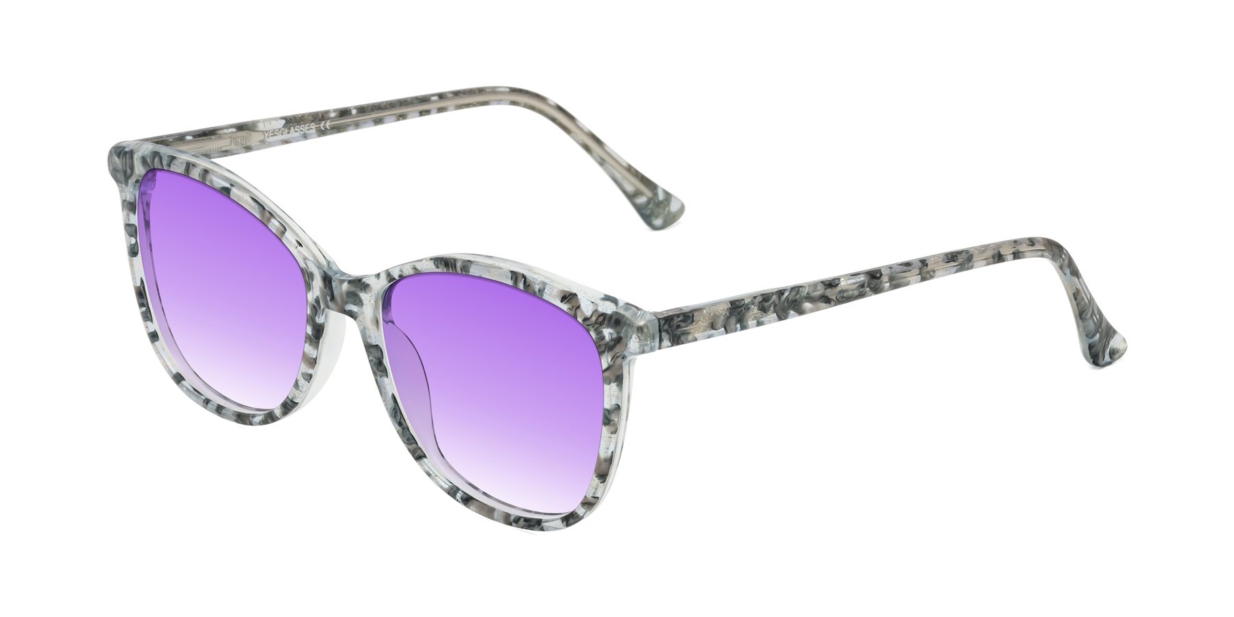 Angle of Creek in Gray Floral with Purple Gradient Lenses